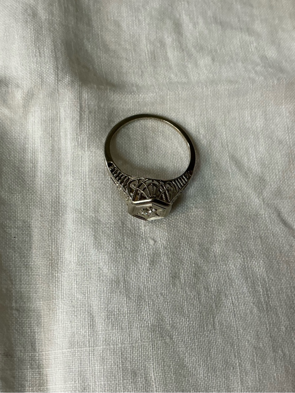 Vintage 18kt white gold diamond ring (135-2) - Picture 3 of 4